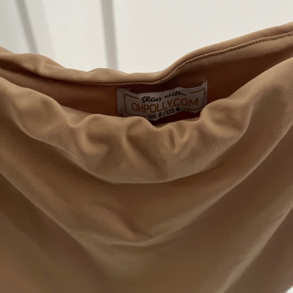 Oh Polly Tan Ruched Mini Slip Dress - Picture 3 of 3